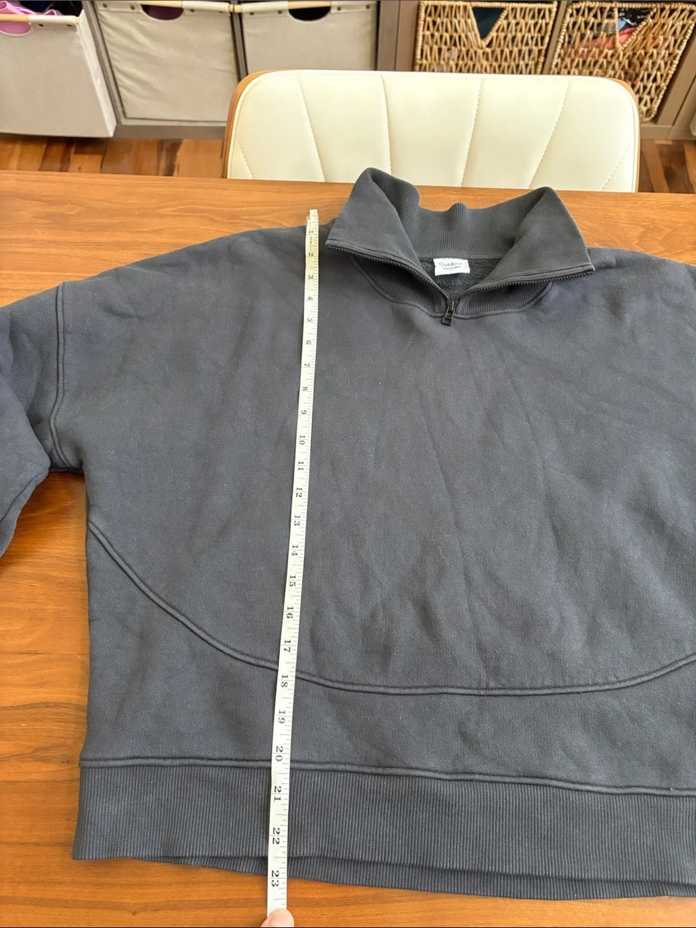 Outdoor Voices Dark Gray Long Sleeve Nimbus 1/4 Zip Pullover Sweatshirt Large